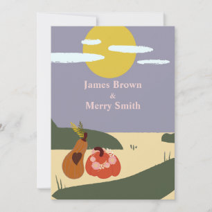 Two Pumpkins Beach Sun Wedding Invitation