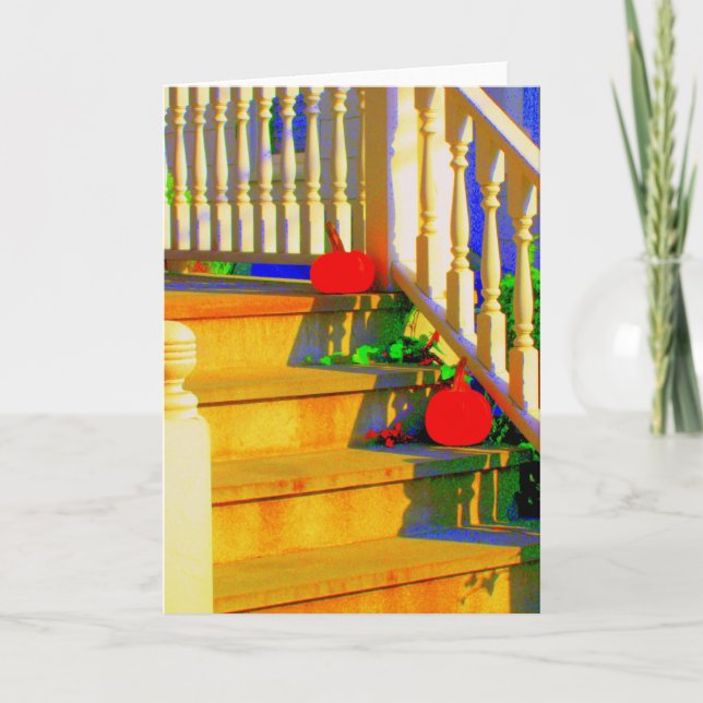 'Two Pumpkins' Blank Greeting Card (Front)