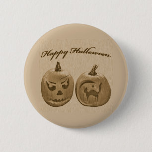 Two Pumpkins Happy Halloween 6 Cm Round Badge