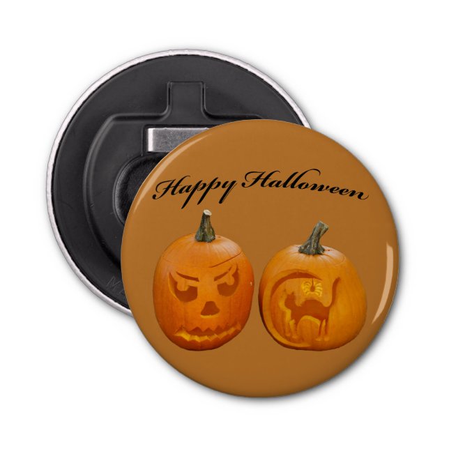 Two Pumpkins Happy Halloween Bottle Opener (Front)