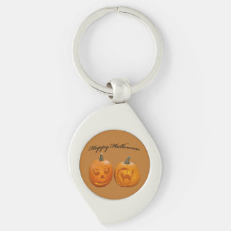 Two Pumpkins Happy Halloween Key Ring