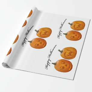 Two Pumpkins Happy Halloween Wrapping Paper