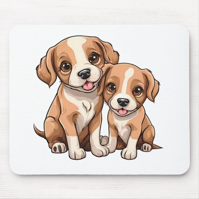 TWO PUPPIES Mouse Pad (Front)