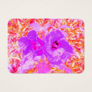 Two Purple and Hot Pink Plum Crazy Hibiscus on Red