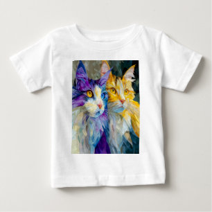 Two Purple and Yellow Cats Baby T-Shirt