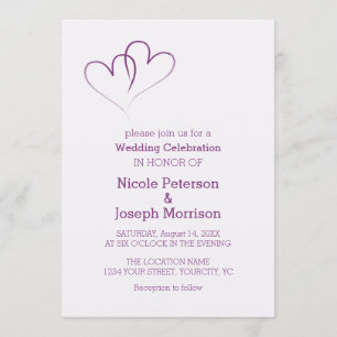 Two Purple Hearts intertwined Invitation