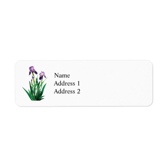 Two Purple Irises Return Address Label