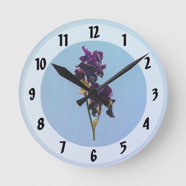 Two Purple Irises Square Wall Clock (Front)