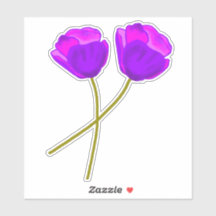 Two Purple Lilac Poppy Flowers Illustration