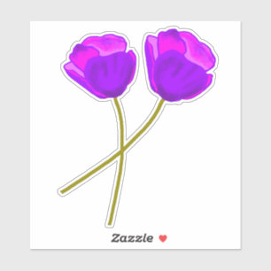Two Purple Lilac Poppy Flowers Illustration