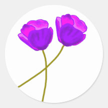 Two Purple Lilac Poppy Flowers Illustration