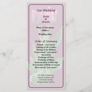Two Purple Tulips Wedding Program Programme