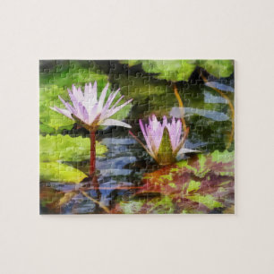 Two Purple Water Lotus Jigsaw Puzzle
