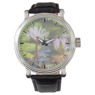 Two Purple Water Lotus Watch
