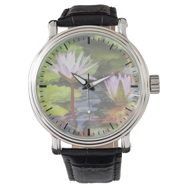 Two Purple Water Lotus Watch (Front)