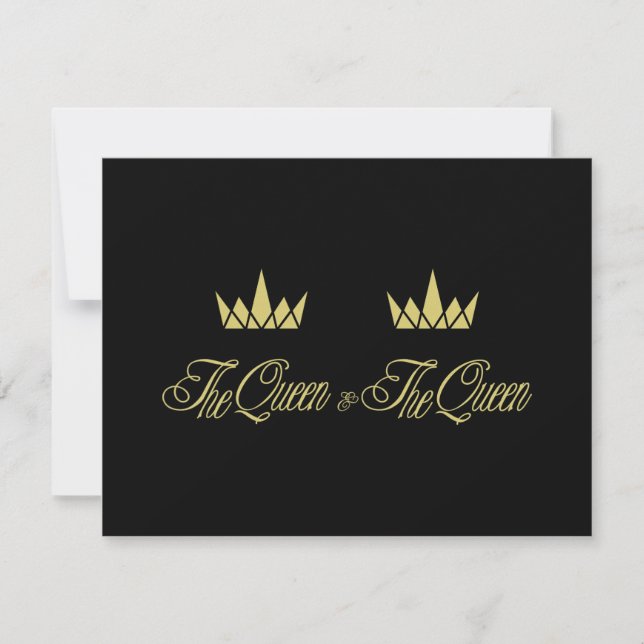 Two Queen Royal Crowns for Lesbian Wedding Card (Front)