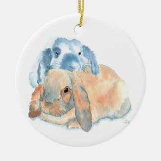 Two Rabbits Ceramic Tree Decoration