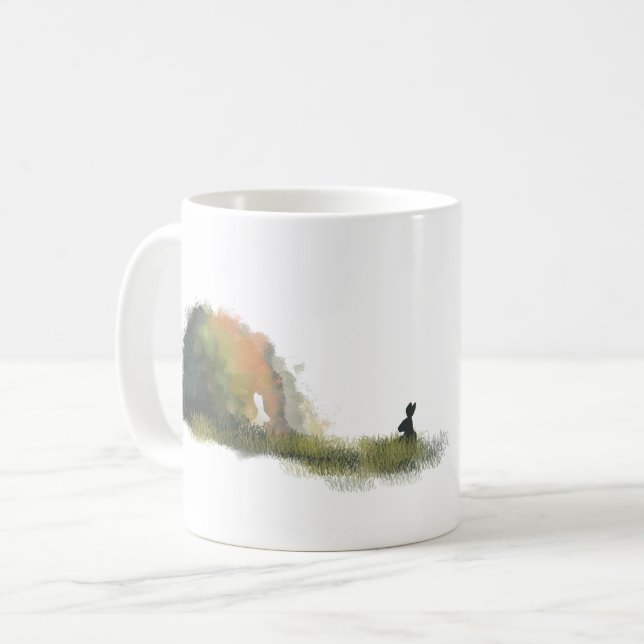 Two Rabbits in a field Coffee Mug (Front Left)