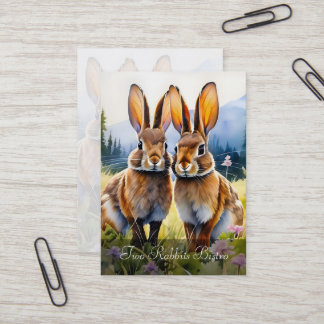 Two Rabbits in a Mountain Meadow Customisable Business Card