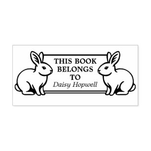 Two Rabbits - This Book Belongs to (Ex Libris) Rubber Stamp