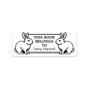 Two Rabbits - This Book Belongs to (Ex Libris) Rubber Stamp