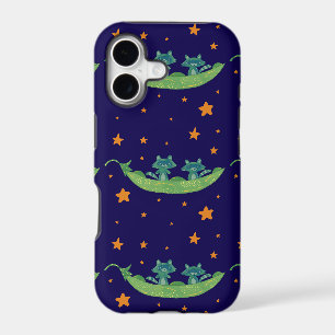 Two Raccoons in a Pea Pod Whimsical Folk Art