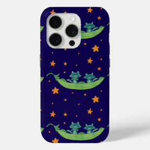 Two Raccoons in a Pea Pod Whimsical Folk Art iPhone 15 Pro Case