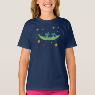 Two Raccoons in a Pea Pod Whimsical Folk Art T-Shirt