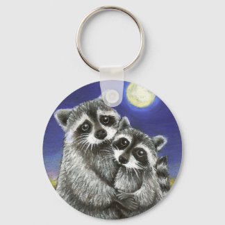 Two raccoons madly in love key ring