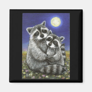Two raccoons madly in love magnet