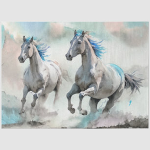 Two Racing Wild Horses Watercolour Tissue Paper