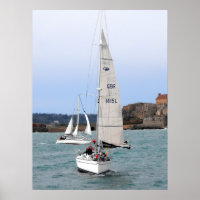 Two racing yachts boating