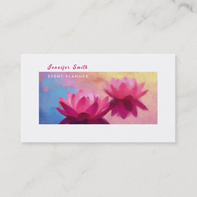 Two Radiant Water Lotus Business Card (Front)
