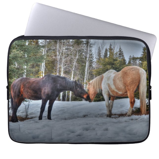 Two Ranch Horses "Year of the Horse" Equine Photo Laptop Sleeve (Front)