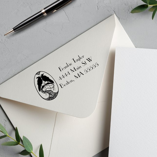 Two Ravens Illustration  Personalised Self-inking Stamp (Creator Uploaded)