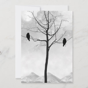 Two Ravens in Silhouette Goth Wedding Invitation