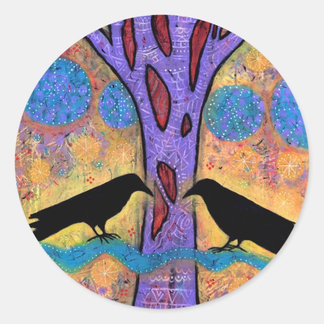 Two Ravens Sit & Reflect on Life Stickers (Front)