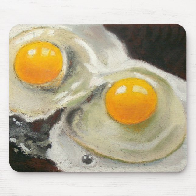 Two Raw Eggs: Realism Oil Pastel Painting Mouse Mat (Front)