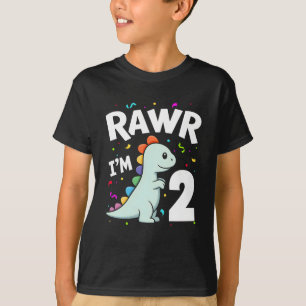 Two Rawr I'm 2 Years Old T-Rex Dinosaur 2nd Birthd T-Shirt