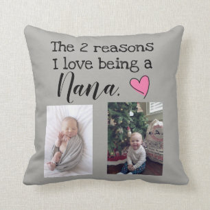 two reasons i love being a nana personalised cushion