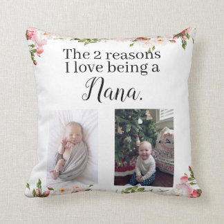 two reasons i love being a nana personalised cushion