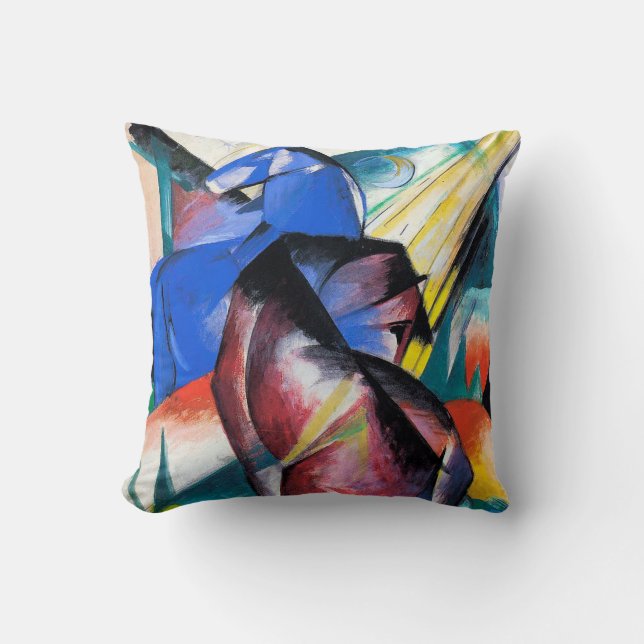 Two red and blue horses by Franz Marc Cushion (Front)