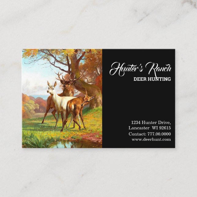 Two Red And White Deer In The Forest Hunting Business Card (Front)
