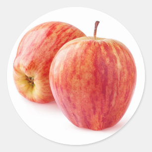 Two red apples classic round sticker