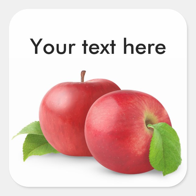 Two red apples square sticker (Front)