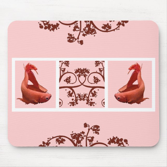 Two Red Bettas Filmstrip Mouse Mat (Front)