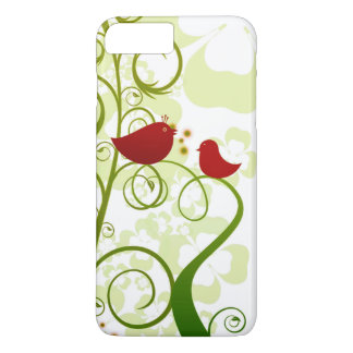 Two red birds in a tree iPhone 7+ cell phone case
