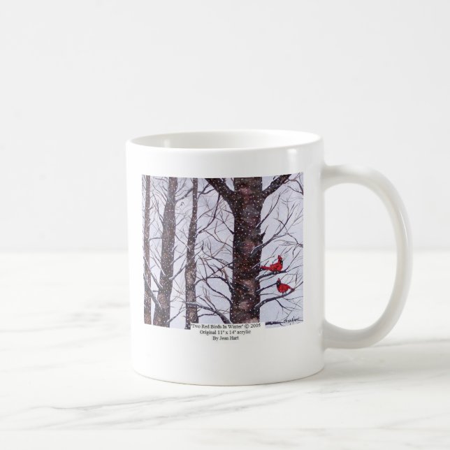 Two Red Birds In Winter Coffee Mug (Right)
