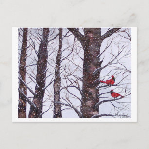 two red birds in winter, Copyright 2005 Postcard