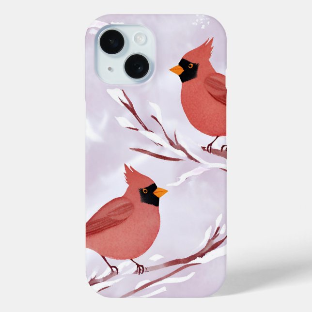 Two Red Cardinals | Watercolor Remembrance Case-Mate iPhone Case (Back)